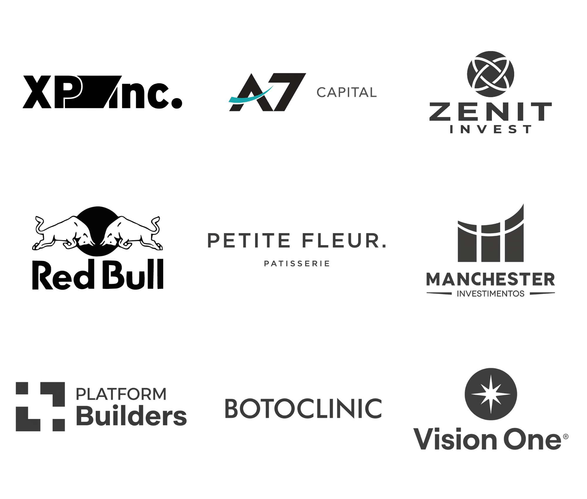 Marcas atendidas pela ODT: XP Inc., A7 Capital, Zenit Invest, Red Bull, Petite Fleur, Manchester Investimentos, Platform Builders, Botoclinic e Vision One